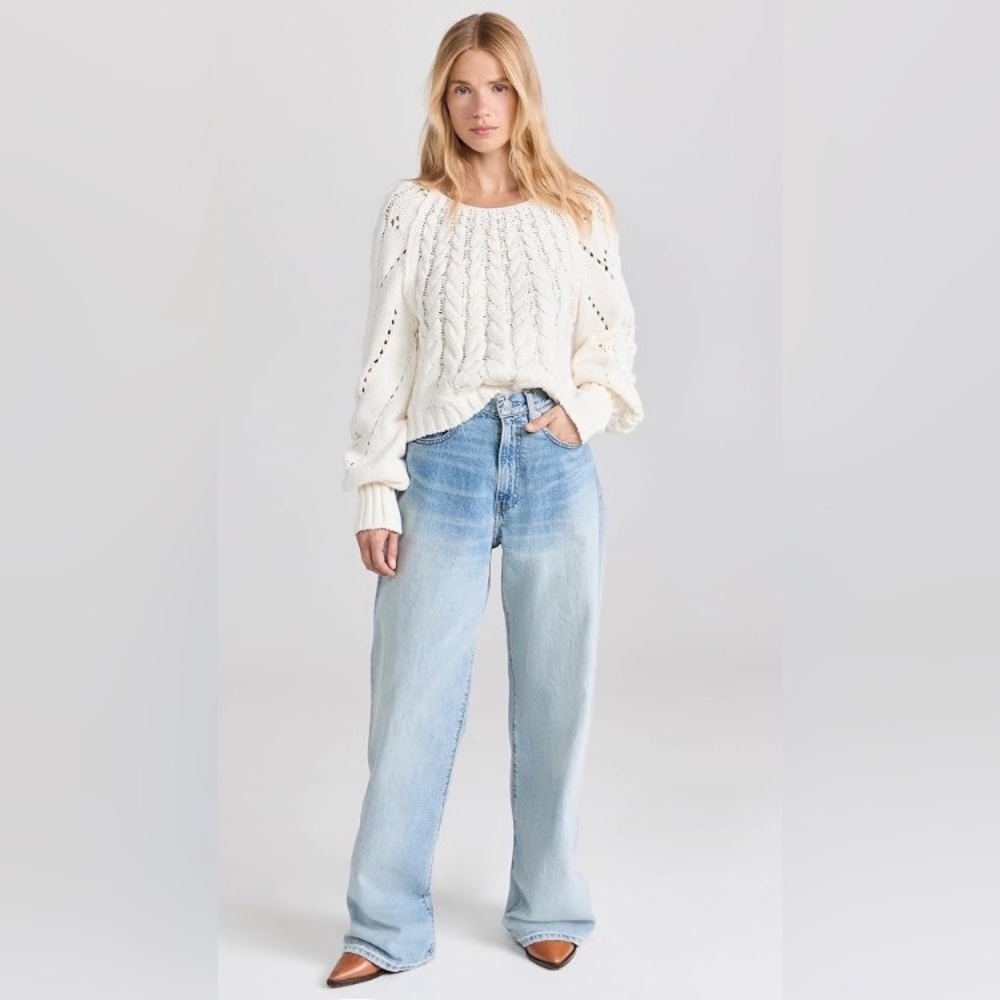 Free People Cream Cable Knit Scoop Neck Sweater - Picture 13 of 15
